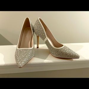 Brand New Never Worn silver crystal shoes
